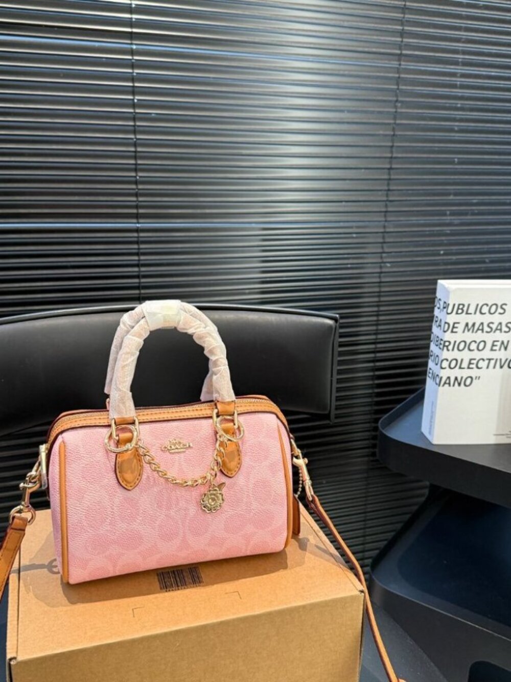 💐COACH Mini Rowan Crossbody Bag In Signature With Charms (CEK79) powder pink